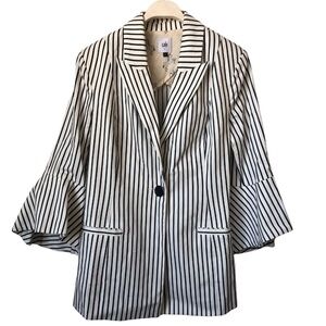 CAbi Jacket 5295 Size 4 Stripe Bell Sleeves Blazer Jacket Trendy Cotton